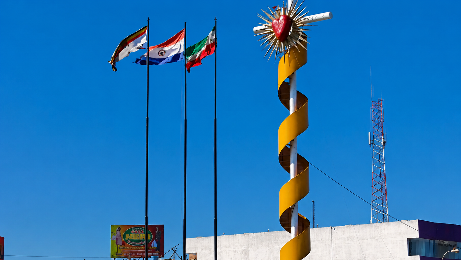 Monumento al Corazón de San Roque González · Costanera de Encarnación al atardecer